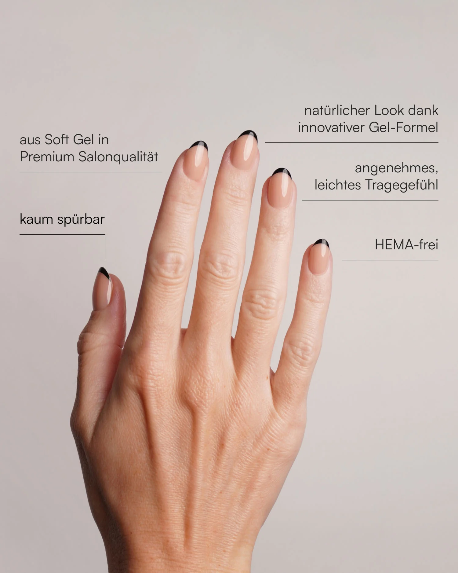 Black French Short Round Soft Gel Press Ons - Image 3