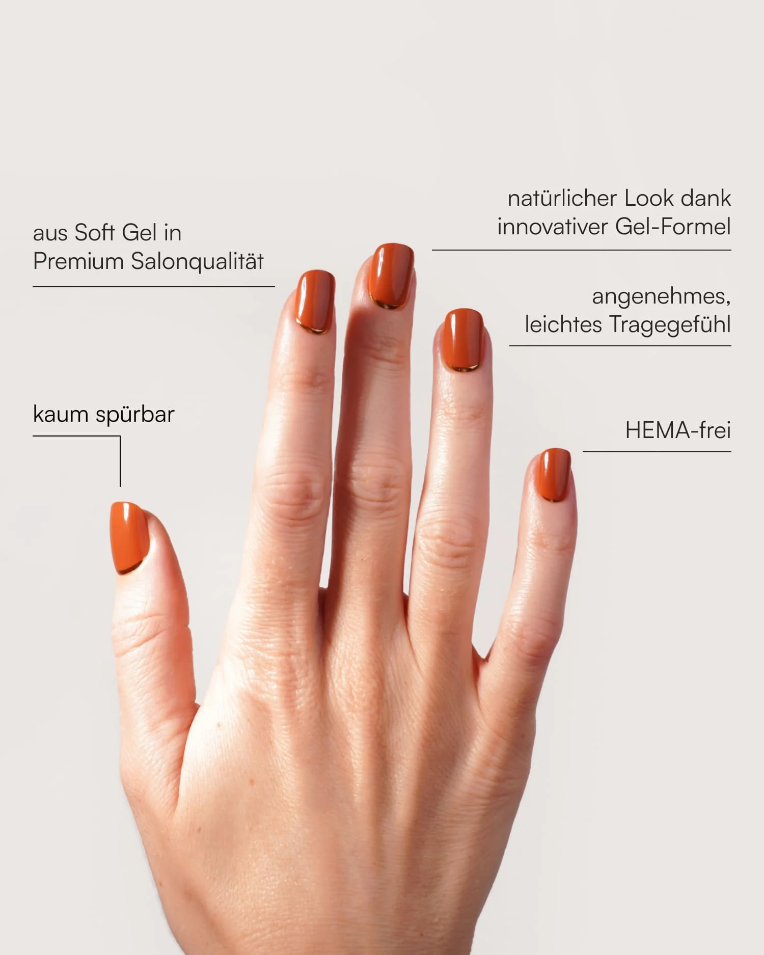 Cinnamon Extra Short Square Soft Gel Press Ons - Image 3