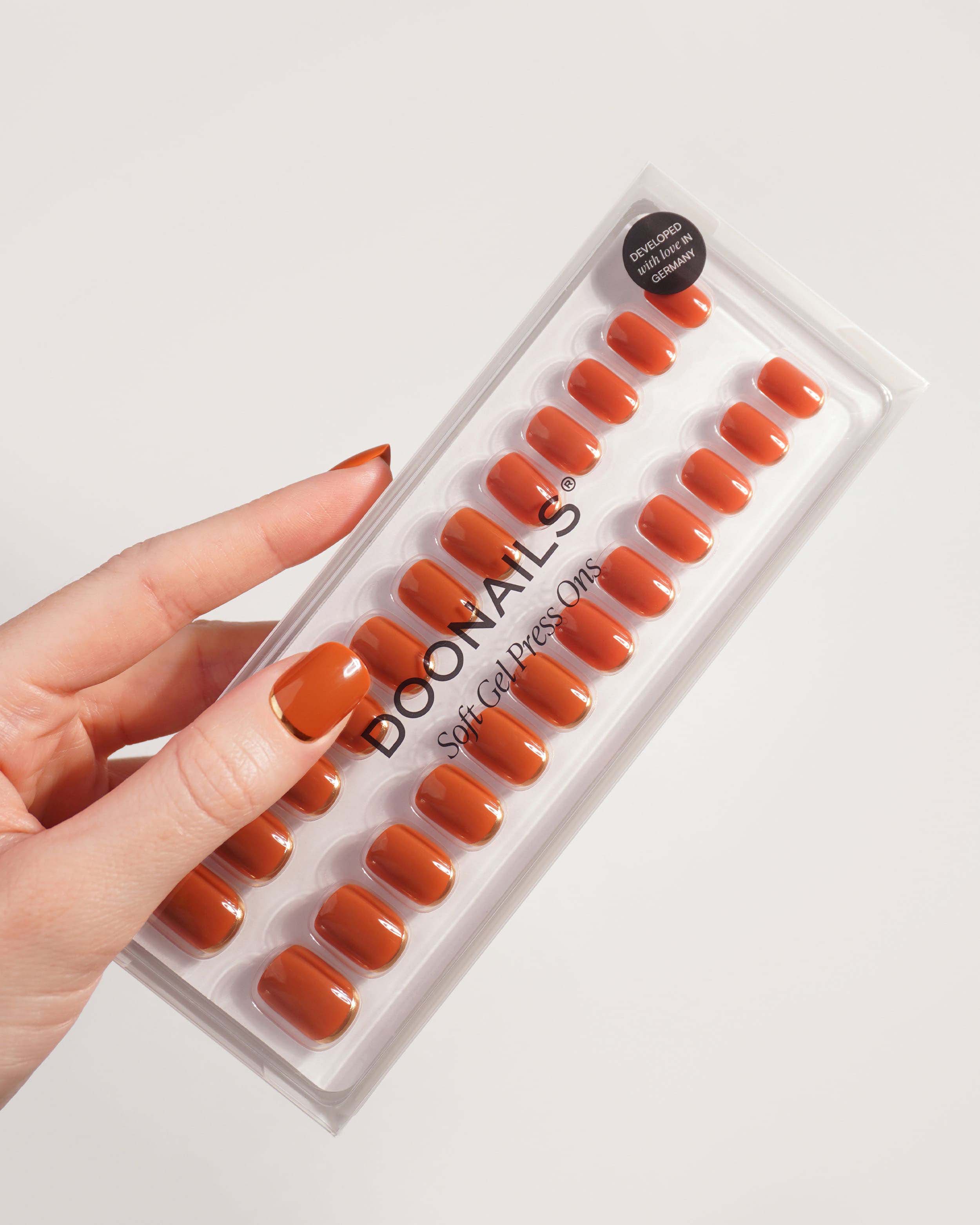 Cinnamon Extra Short Square Soft Gel Press Ons - Image 4