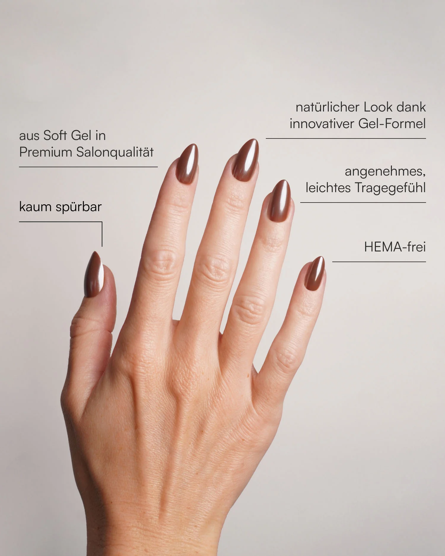 Glazed Chocolate Short Almond Soft Gel Press Ons - Image 3