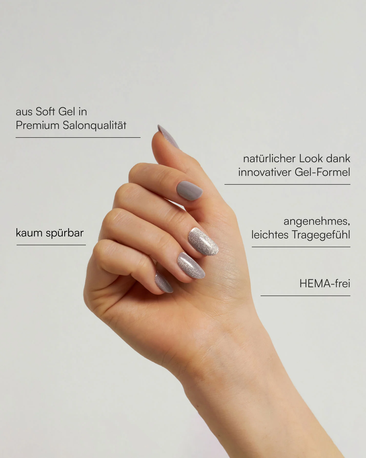 Grey Cat Eye Medium Round Soft Gel Press Ons - Image 3