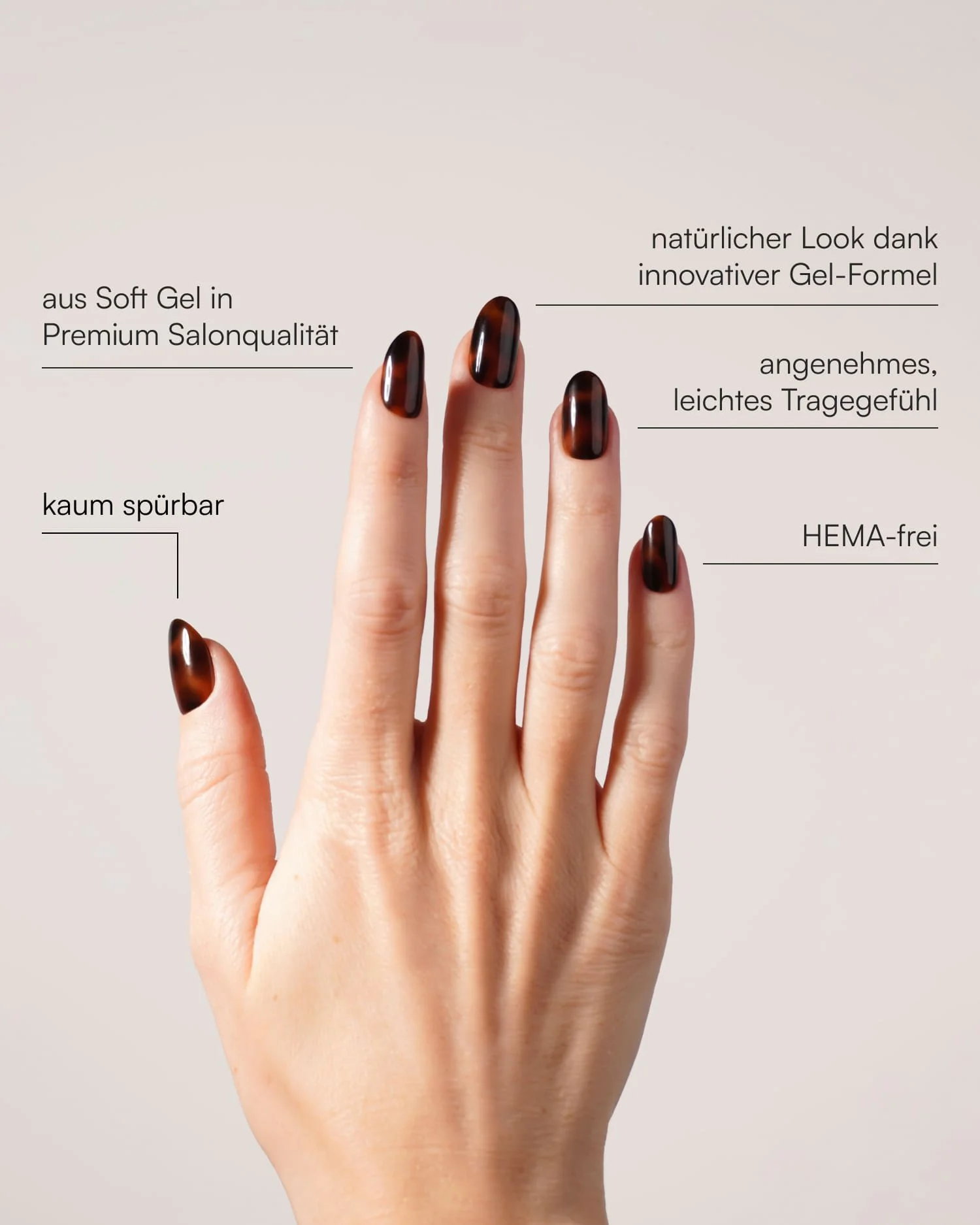 Mosaic Amber Medium Round Soft Gel Press Ons - Image 3