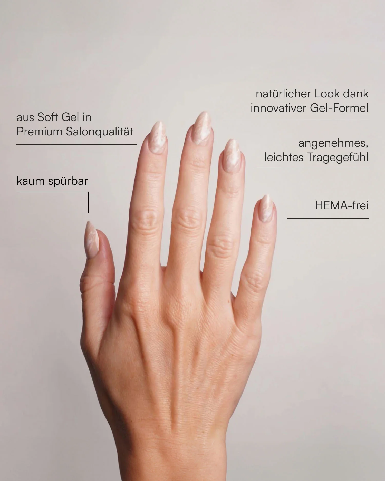 Nude Marble Short Almond Soft Gel Press Ons - Image 3