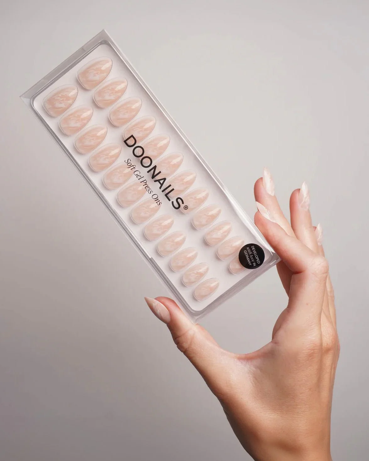 Nude Marble Short Almond Soft Gel Press Ons - Image 4