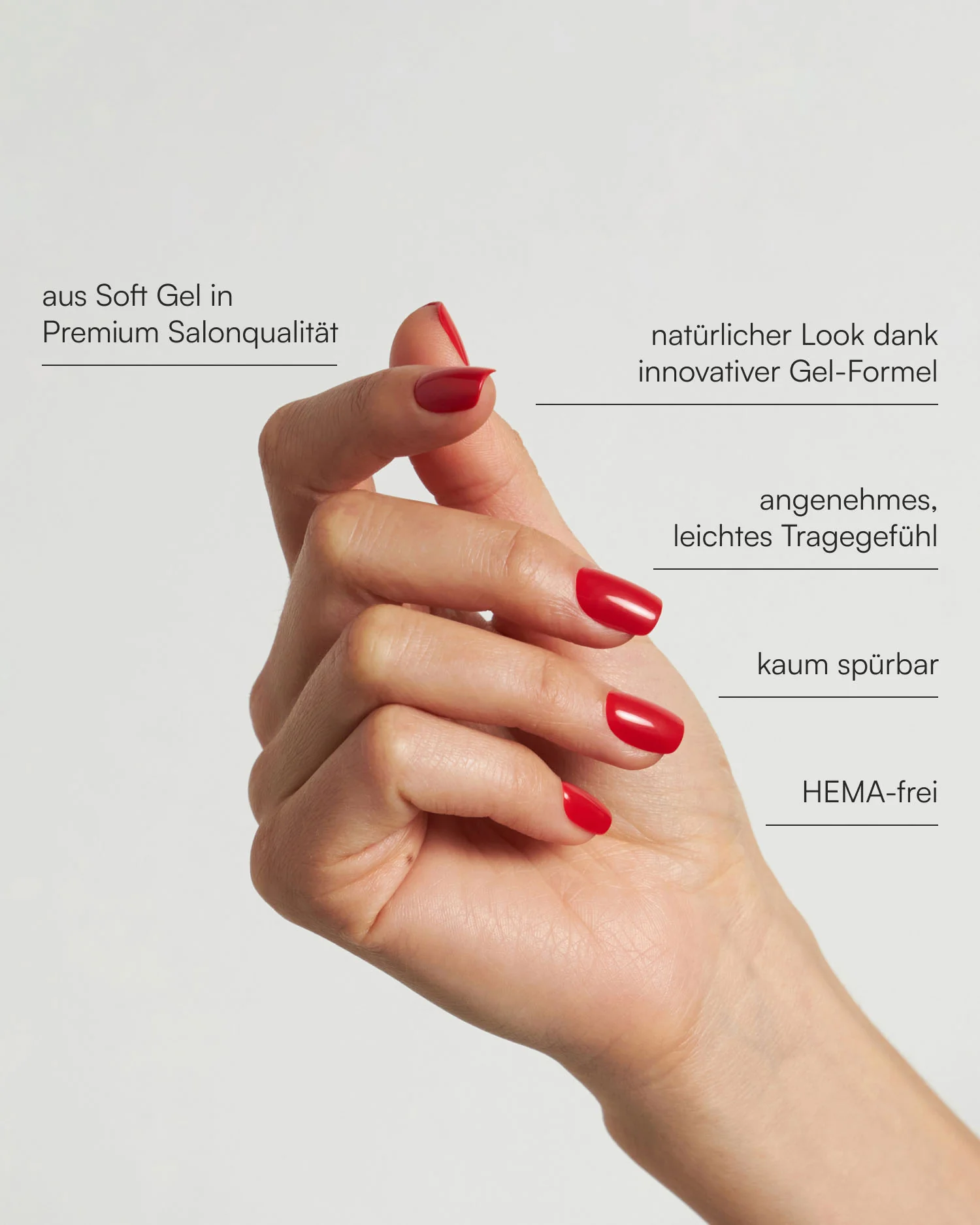Rose Red Short Square Soft Gel Press Ons - Image 3