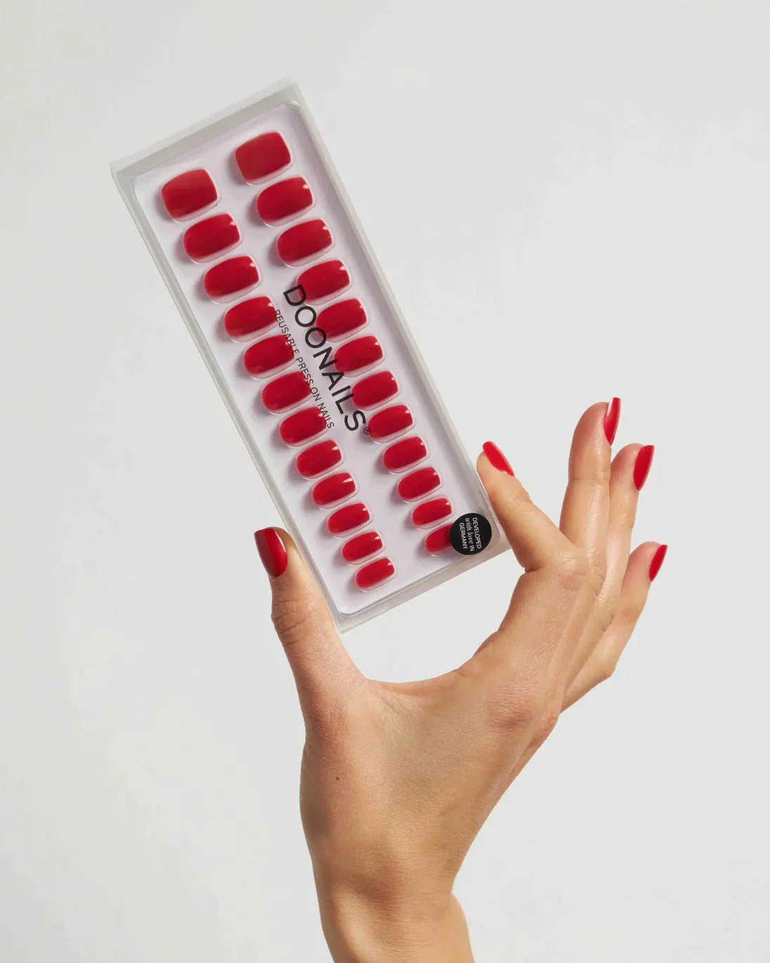 Rose Red Short Square Soft Gel Press Ons - Image 4