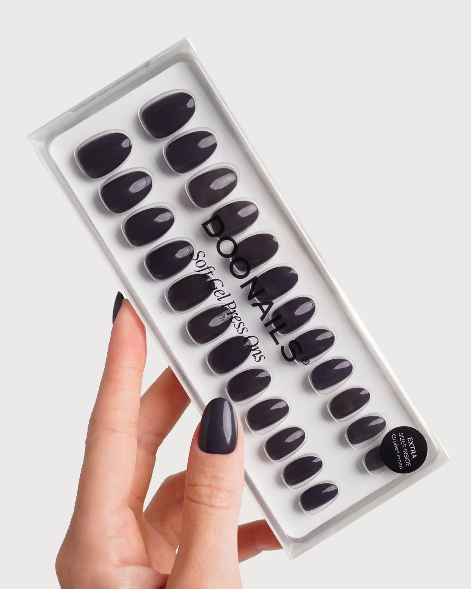 Stormy Grey Short Round Soft Gel Press Ons - Image 3