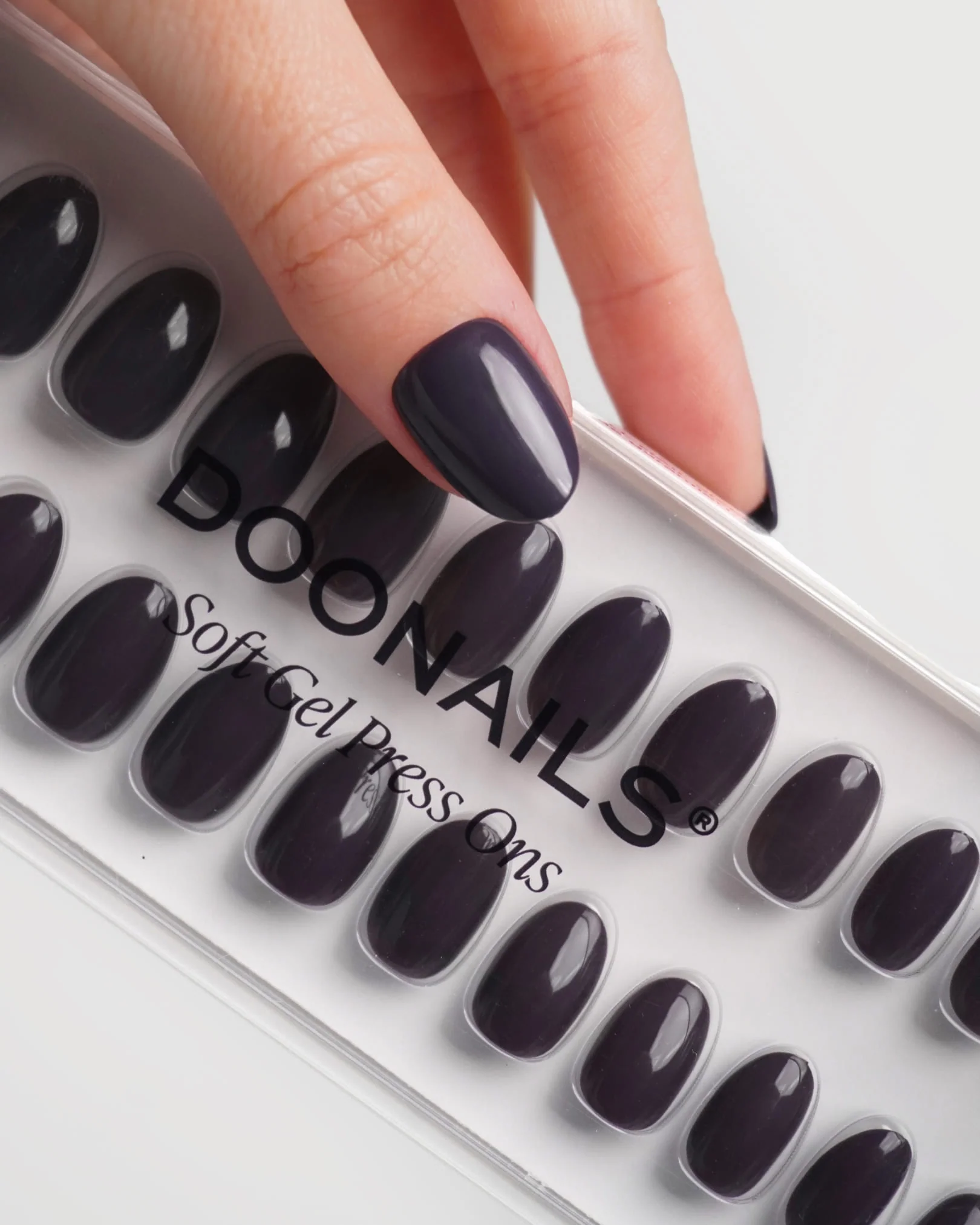 Stormy Grey Short Round Soft Gel Press Ons - Image 5