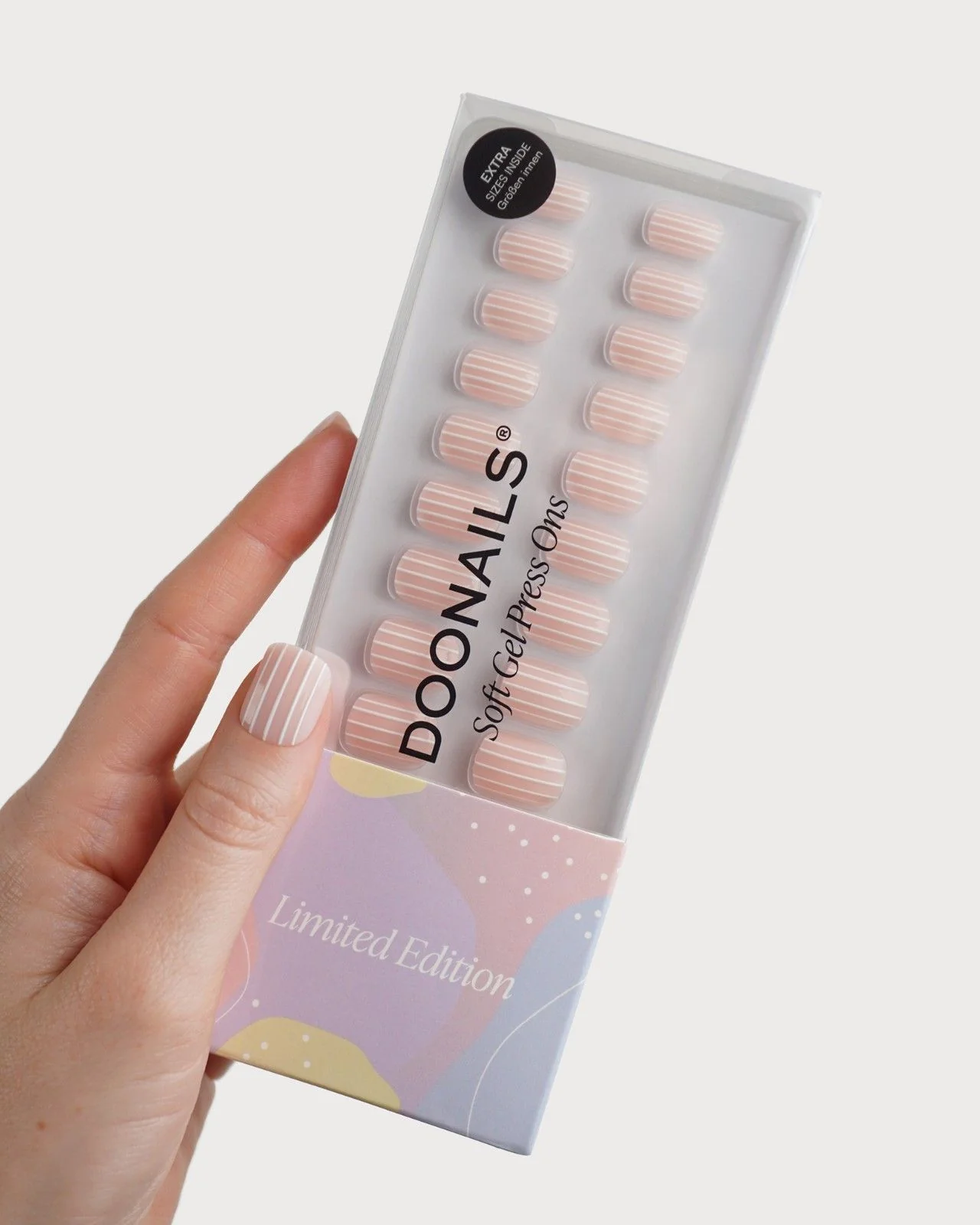 Limited Edition Strawberry Stripes Extra Short Square Soft Gel Press Ons - Image 3