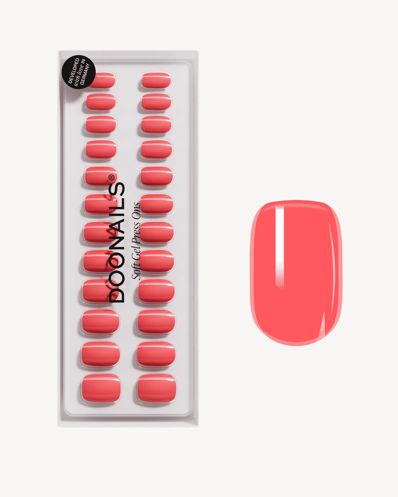 Sunset Coral Short Square Soft Gel Press Ons
