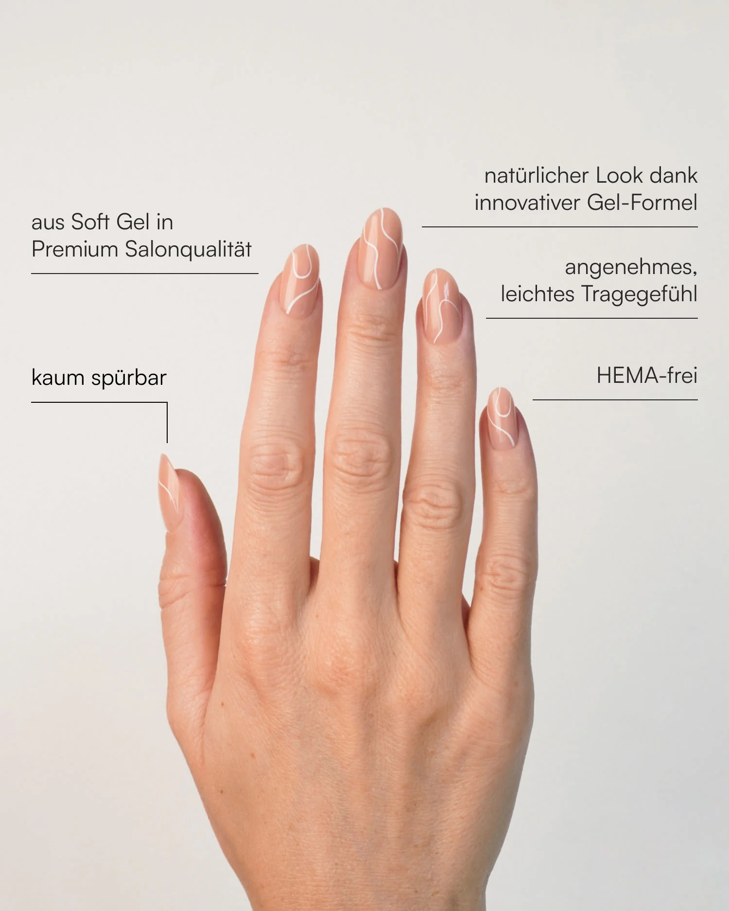 White Swirl Medium Round Soft Gel Press Ons - Image 3